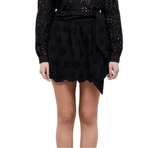 The Kooples Floral Embroidered Belted Skirt